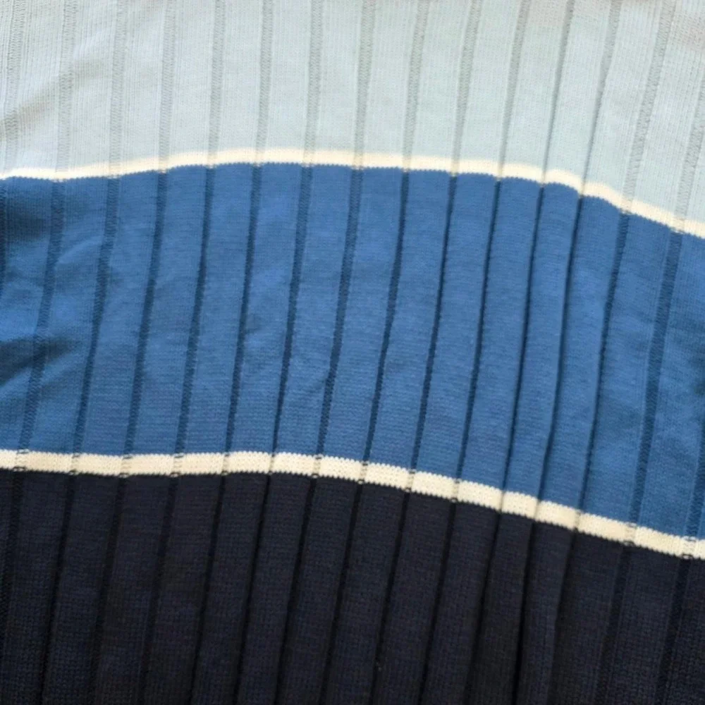 Vintage Puritan 90s Blue Ribbed Colorblock Crewneck Sweater Mens 2XL